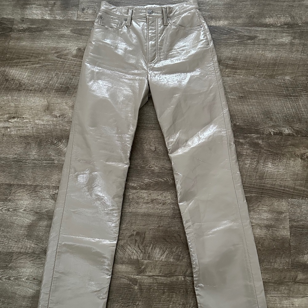 Agolde  90s Pinch Waist Pants Quail Patent Recycled Leather size 25